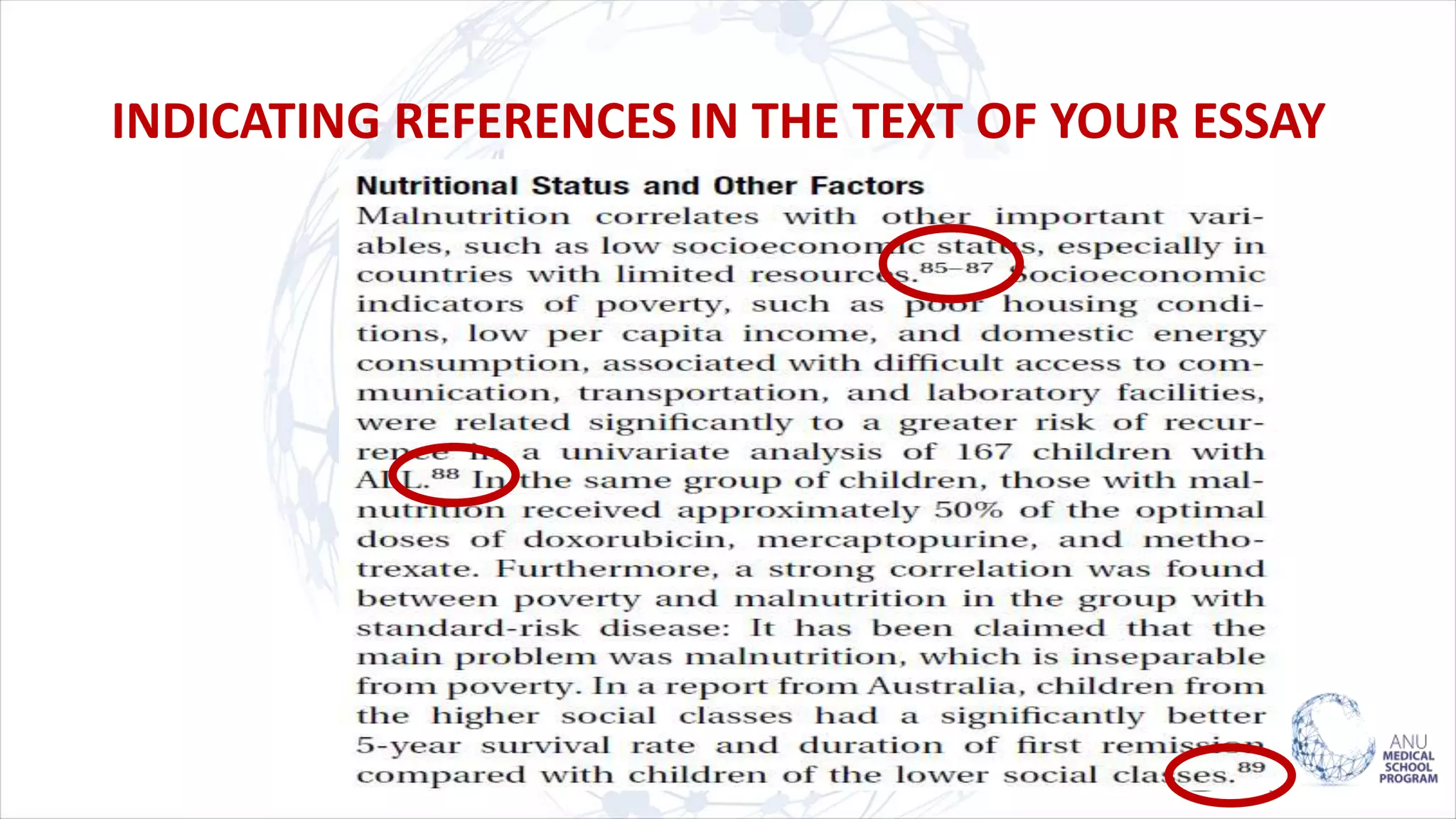 INDICATING REFERENCES IN THE TEXT OF YOUR ESSAY
 