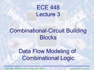 George Mason UniversityECE 448 – FPGA and ASIC Design with VHDL
Combinational-Circuit Building
Blocks
Data Flow Modeling of
Combinational Logic
ECE 448
Lecture 3
 