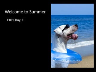 Welcome to Summer  T101 Day 3! 