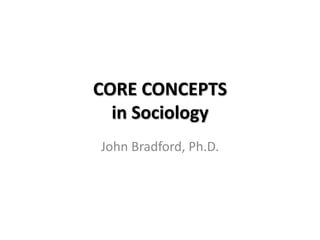 CORE CONCEPTS
in Sociology
John Bradford, Ph.D.
 