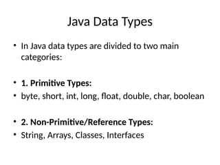 Comprehensive Introduction to Java Programming and OOP Concepts | PPTX