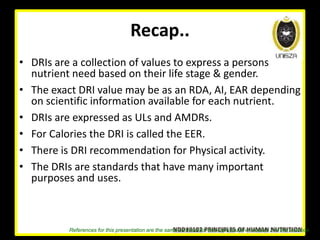 Lecture 3 Dietary Requirements And Guidelines