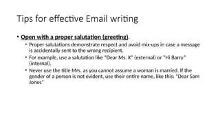 Salutation In Email Lecture 3 Email Writing .pptx