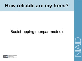How reliable are my trees?
Bootstrapping (nonparametric)
 
