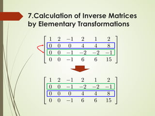 7.Calculation of Inverse Matrices
by Elementary Transformations
 