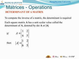 Inverse Transpose The transpose and its properties and Inverse of a Matrix | PPTX