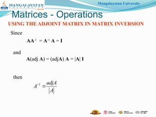The transpose and its properties and Inverse of a Matrix | PPTX