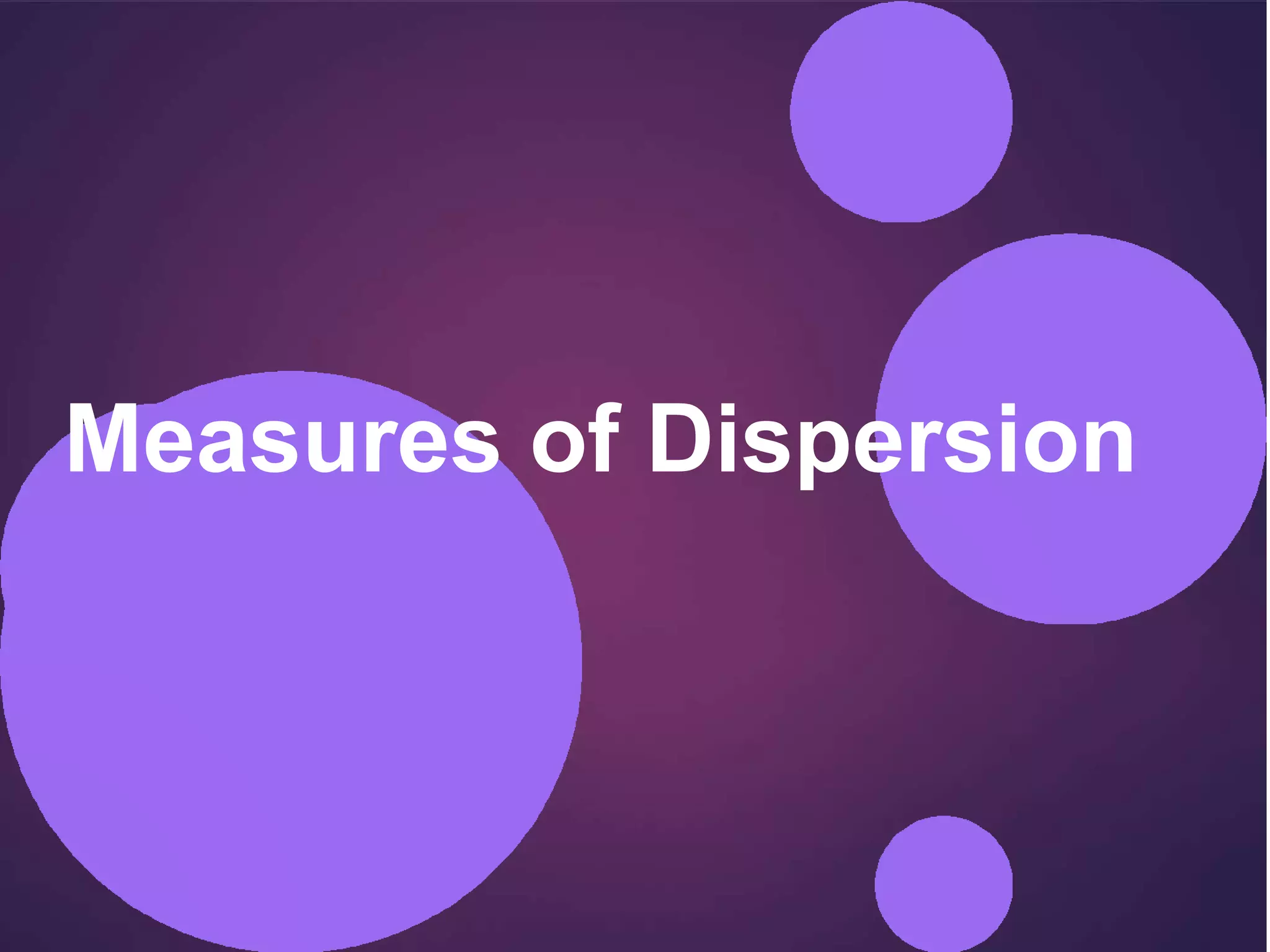 Measures of Dispersion
 