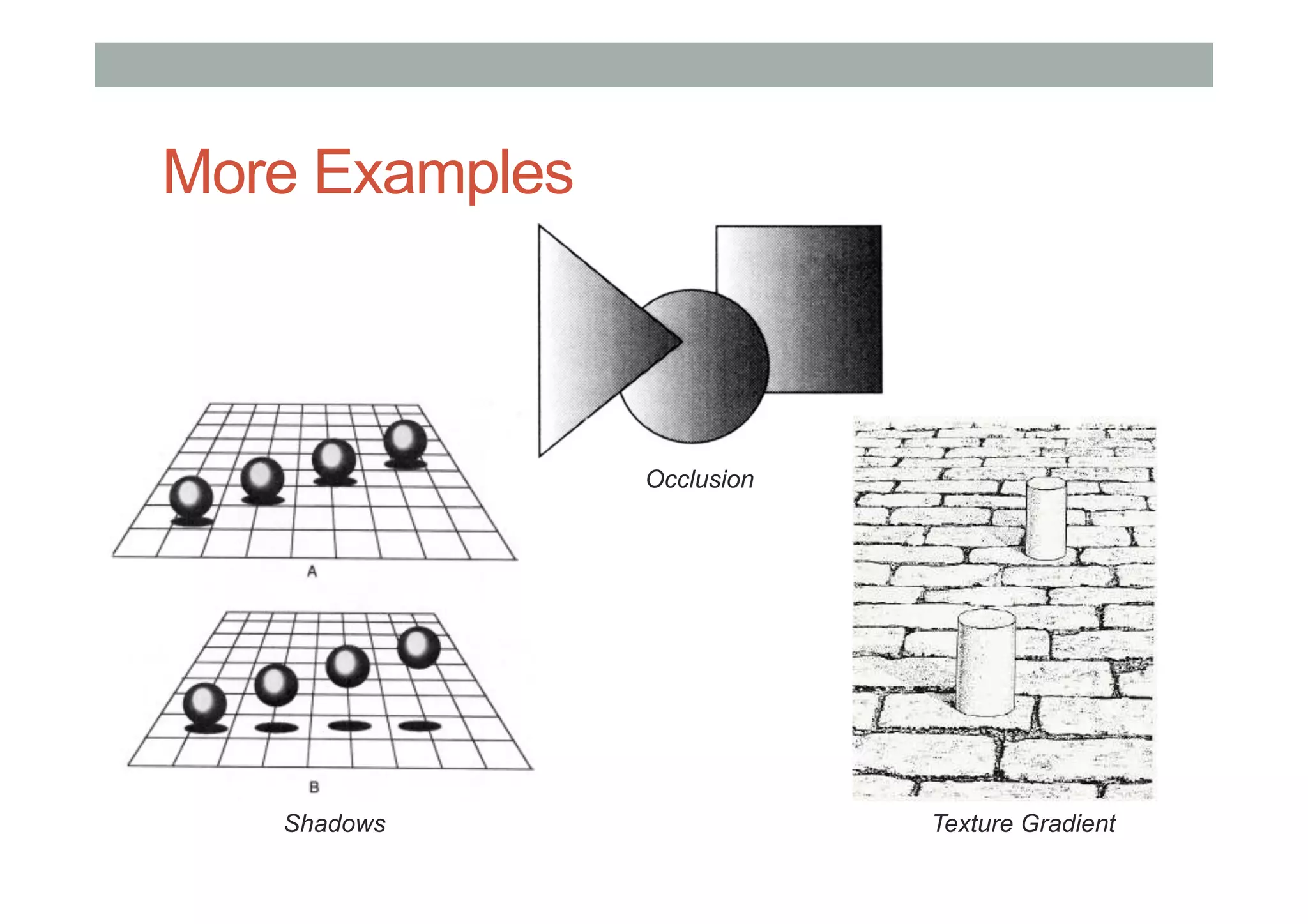 More Examples
Occlusion
Texture GradientShadows
 