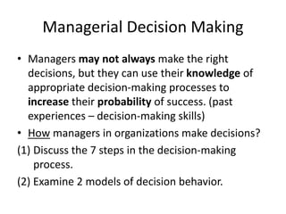 MS Lecture 3 part 1 decision making | PPTX