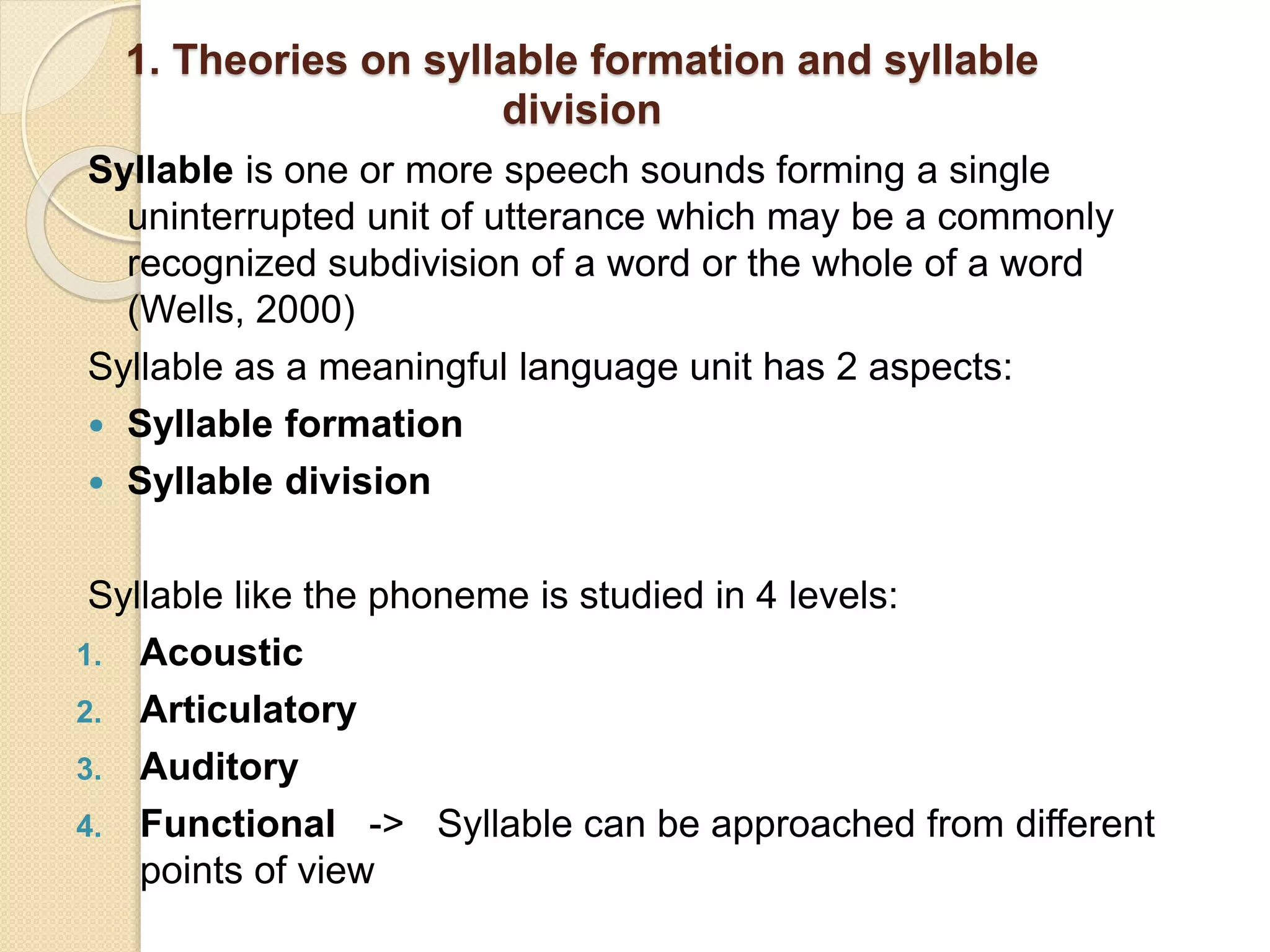 Syllable Formation Lecture 3 phonetics | PPT