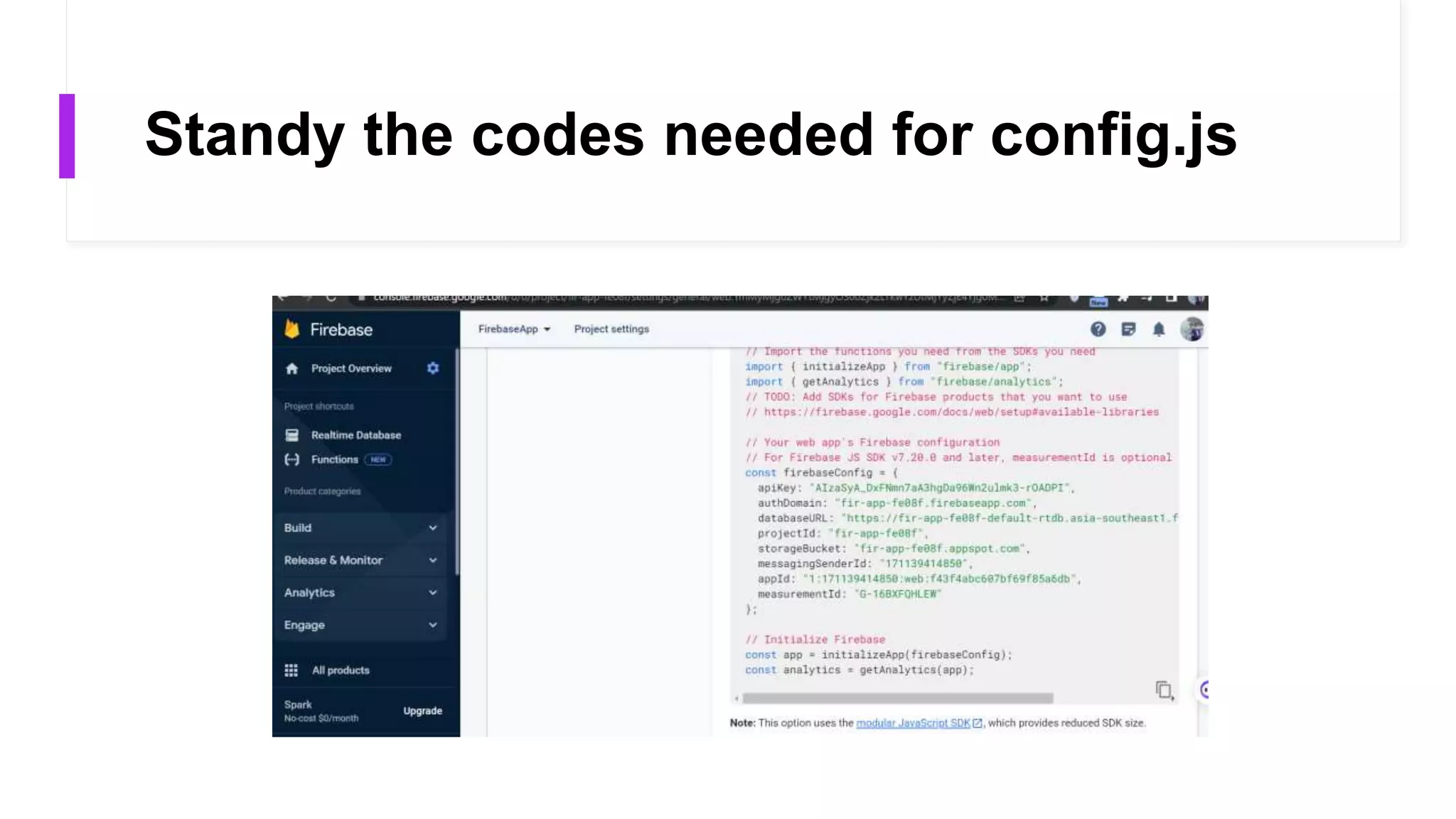 Standy the codes needed for config.js
 