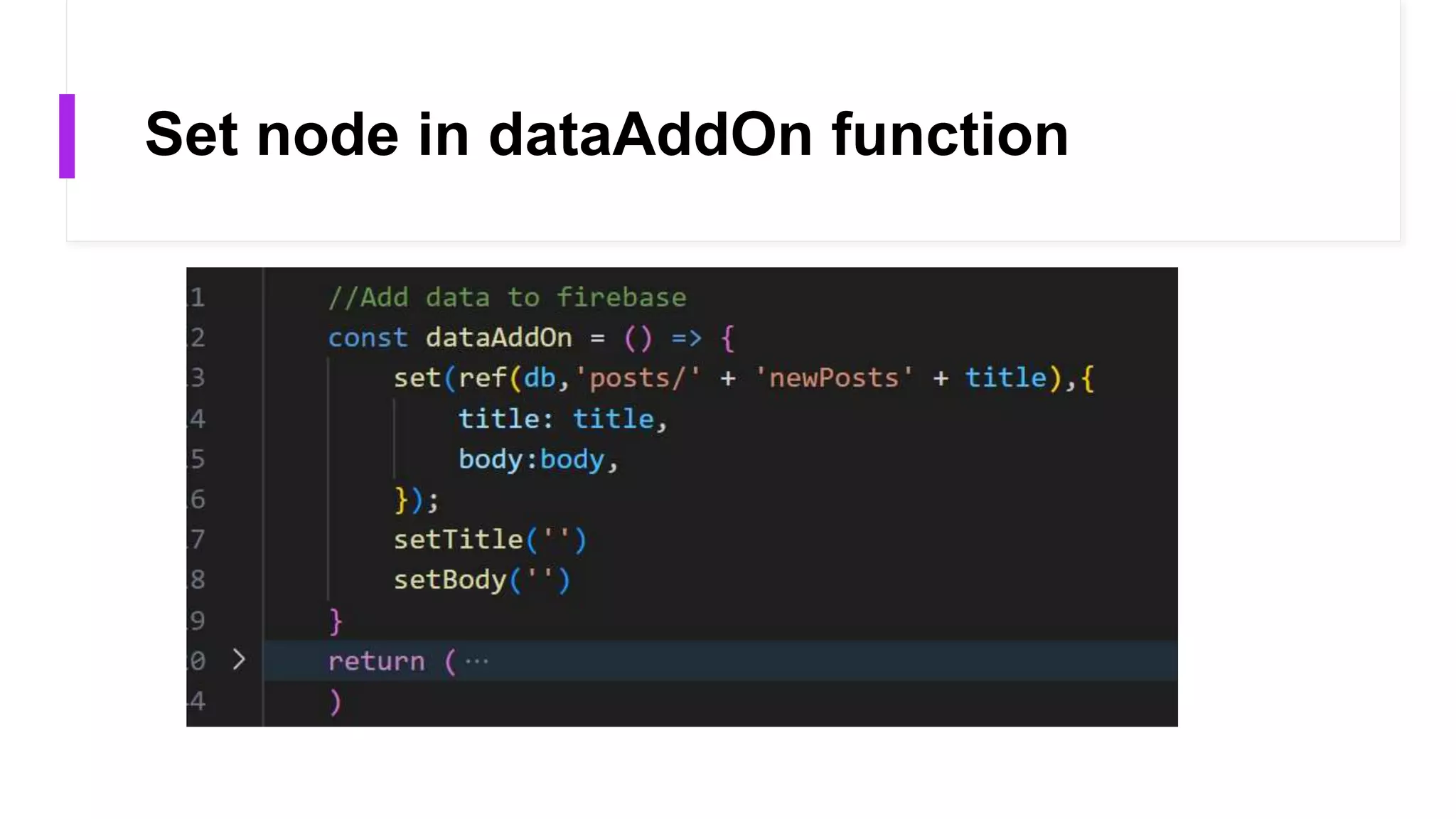 Set node in dataAddOn function
 