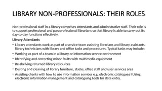 Characters Library Roles Lecturer 3. The roles and responsibilities of library professionals | PPTX