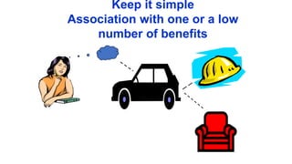 Keep it simple
Association with one or a low
number of benefits
 