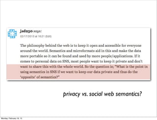 privacy vs. social web semantics?


Monday, February 18, 13
 