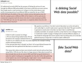 is deleting Social
                          Web data possible?




                             fake Social Web
                                  data?


Monday, February 18, 13
 