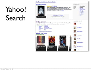 Yahoo!
         Search




Monday, February 18, 13
 