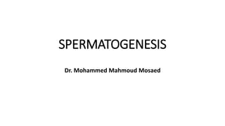 SPERMATOGENESIS
Dr. Mohammed Mahmoud Mosaed
 