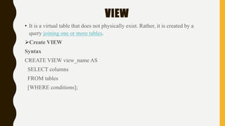 Lecture 3 sql {basics ddl commands} | PPT