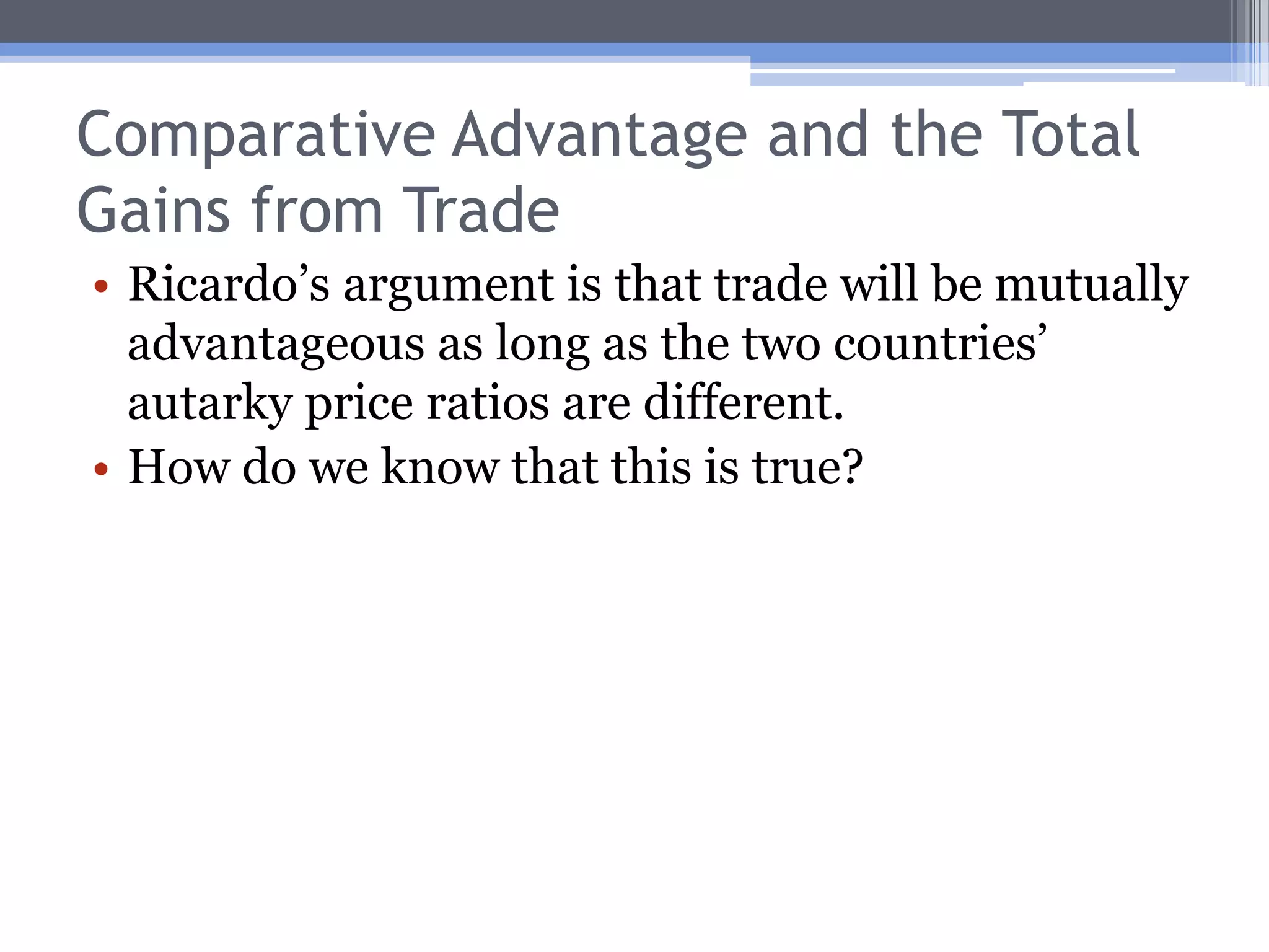 Comparative AdvantageSince the U.S.’s APR for corn is lower than Mexico’s (1/5 < 1/2), the U.S. must have a comparative advantage in corn.Since Mexico’s APR for blankets is lower than the U.S.’s (2 < 5), Mexico must have a comparative advantage in blankets.