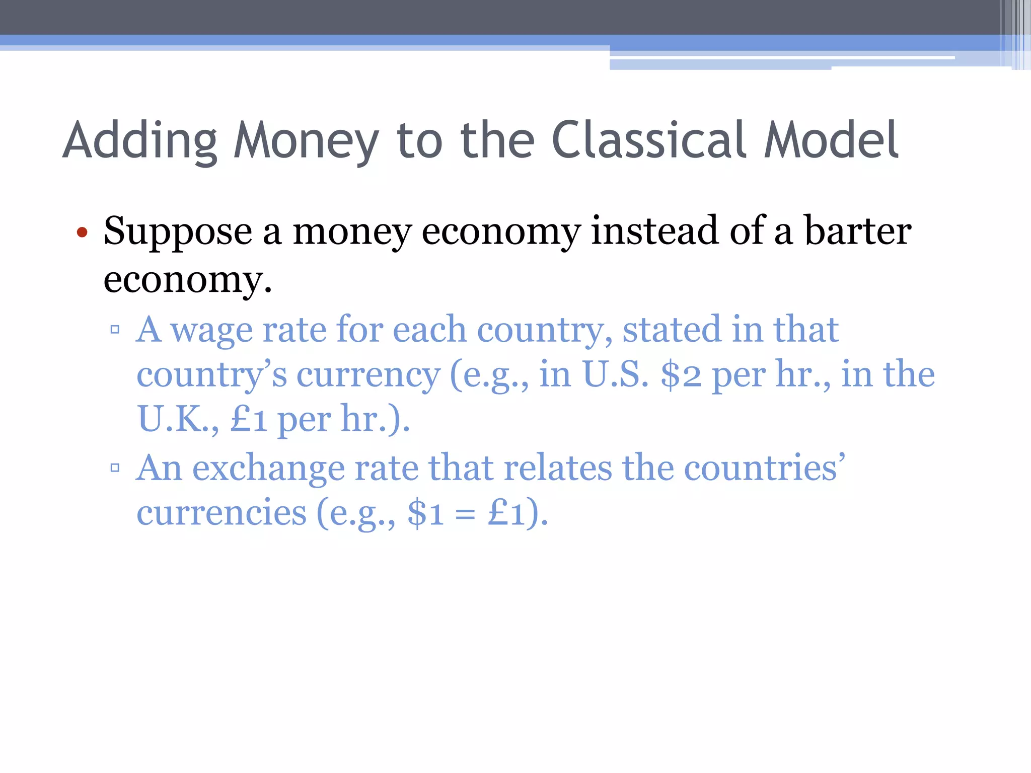 The CPF and “Small” CountriesThe nearer are the terms of trade to a country’s APR, the less that country will gain from trade.The farther away the terms of trade are from a country’s APR, the more that country will gain from trade.Moral: to Ricardo, small countries stand to gain a lot from trade, large countries gain less.