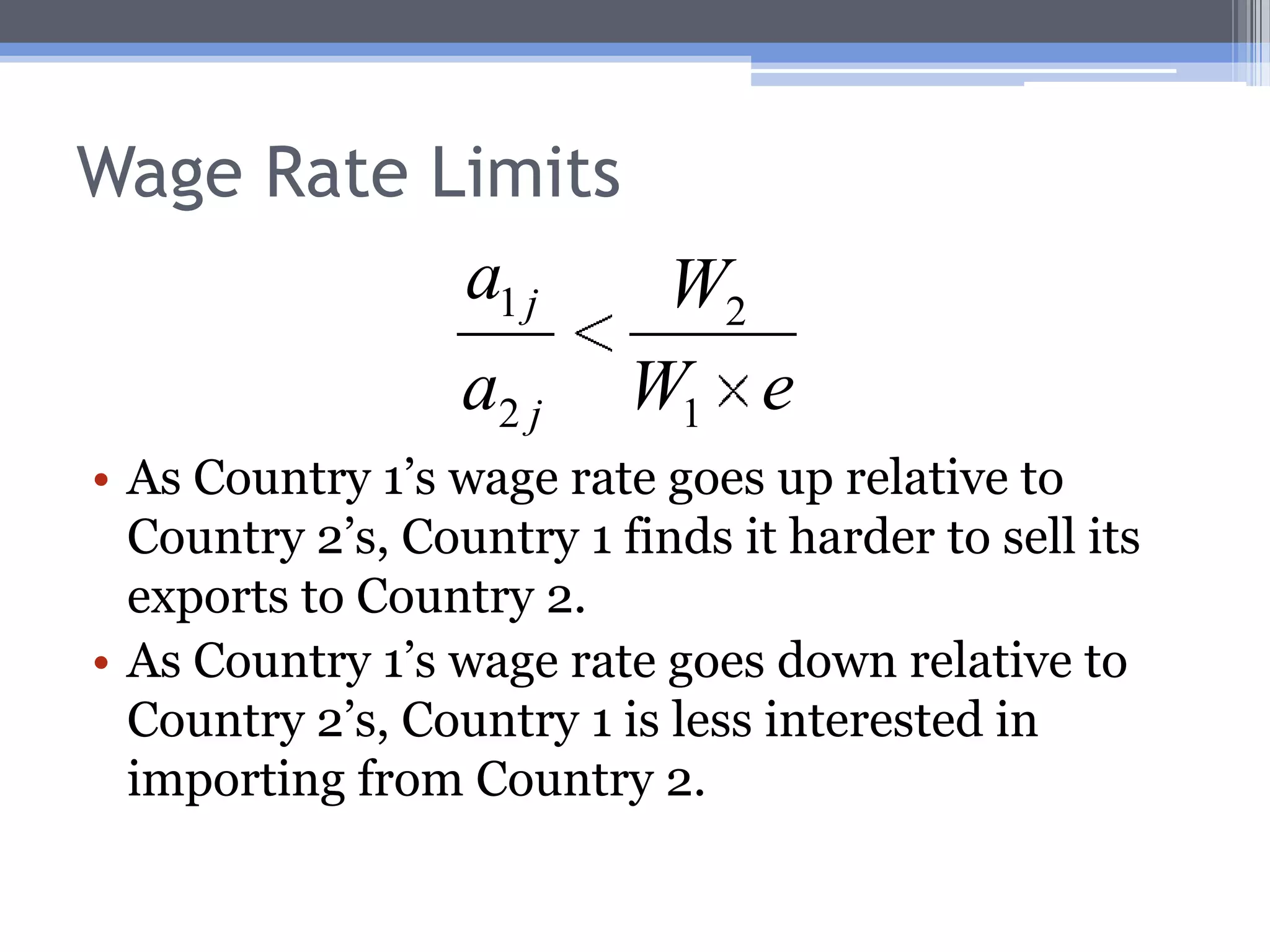 The Export ConditionCountry A should export good j when: Let’s re-write this as follows:Country A should export good j when: 