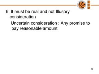 196. It must be real and not Illusory consideration    Uncertain consideration : Any promise to pay reasonable amount