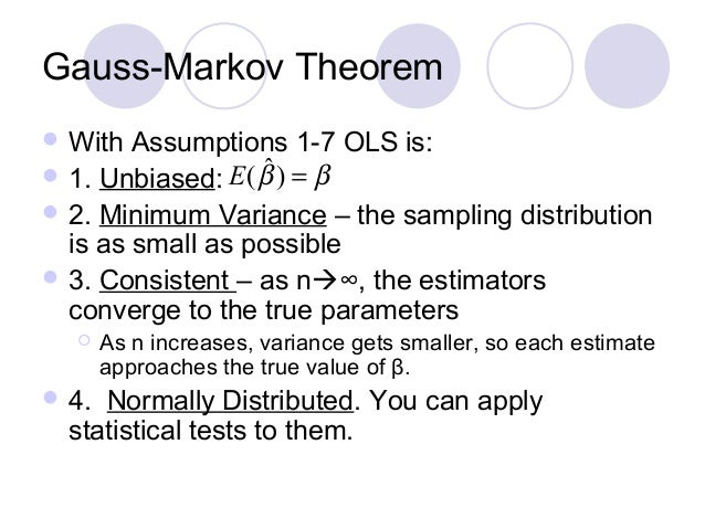 Gauss Markov Theorem Assumptions Lecture 4