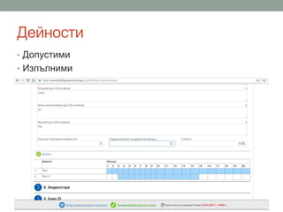 Дейности
• Допустими
• Изпълними
 