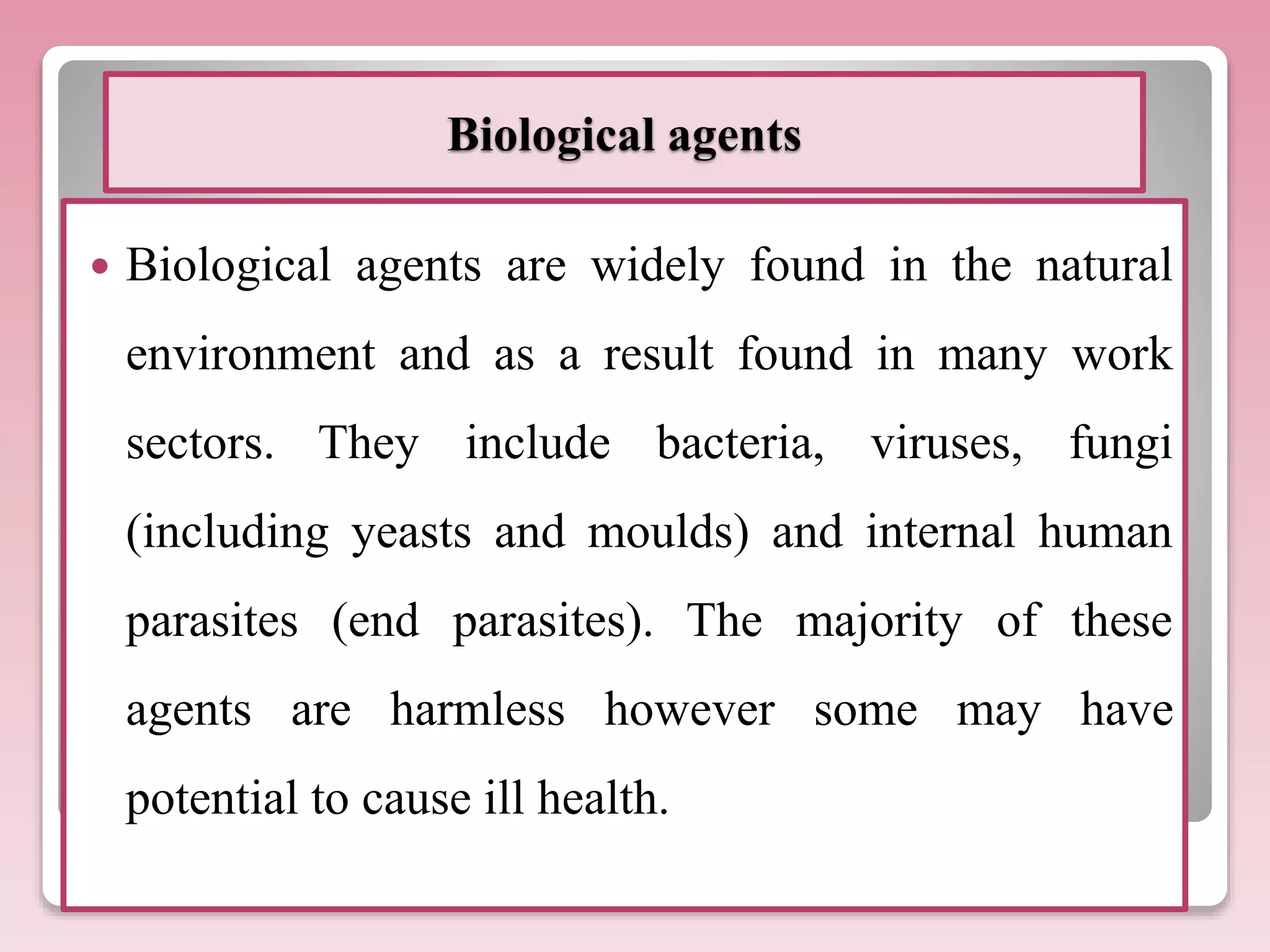 Lecture 4: biological agents | PPTX