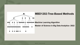 MBD1202-Tree-Based Methods
Machine Learning Algorithm
Master of Science in Big Data Analytics- 2022
 