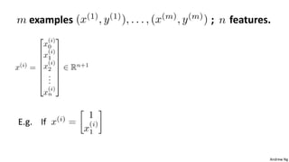Andrew Ng
examples ; features.
E.g. If
 