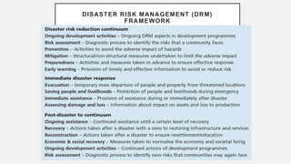 DISASTER RISK MANAGEMENT (DRM)
FRAMEWORK
 