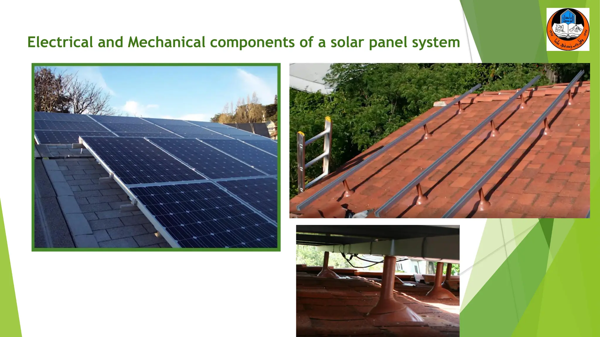 Electrical and Mechanical components of a solar panel system
18
 