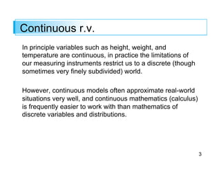 Continuous random variables and probability distribution | PDF