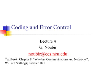 Coding and Error Control Lecture 4 Presentation | PPT