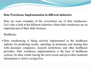 Data Warehouse for data analytics presentation | PPTX