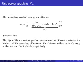 Understeen Sign Vehicle Dynamics and Control in four wheels | PDF