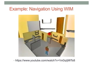 Example: Navigation Using WIM
• https://www.youtube.com/watch?v=VxGqIjMlTs8
 