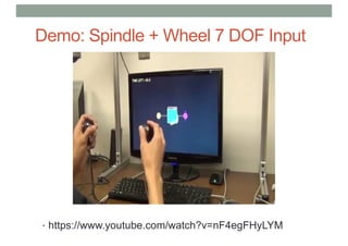 Demo: Spindle + Wheel 7 DOF Input
• https://www.youtube.com/watch?v=nF4egFHyLYM
 