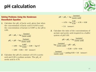 pH calculation
62
 