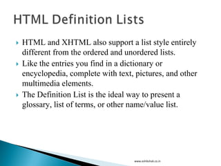 Lecture 4 html lists | PPT | Free Download