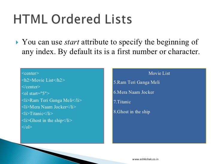 Lecture 4 html lists