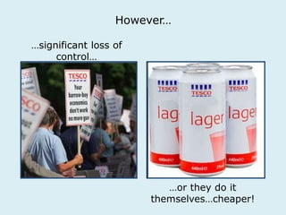 However… 
…significant loss of 
control… 
…or they do it 
themselves…cheaper! 
 