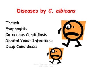 Zarqa Private UniversityBiology
4223 – The Fungi
Diseases by C. albicans
Thrush
Esophagitis
Cutaneous Candidiasis
Genital ...