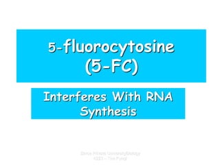 Zarqa Private UniversityBiology
4223 – The Fungi
5-fluorocytosine
(5-FC)
Interferes With RNA
Synthesis
 