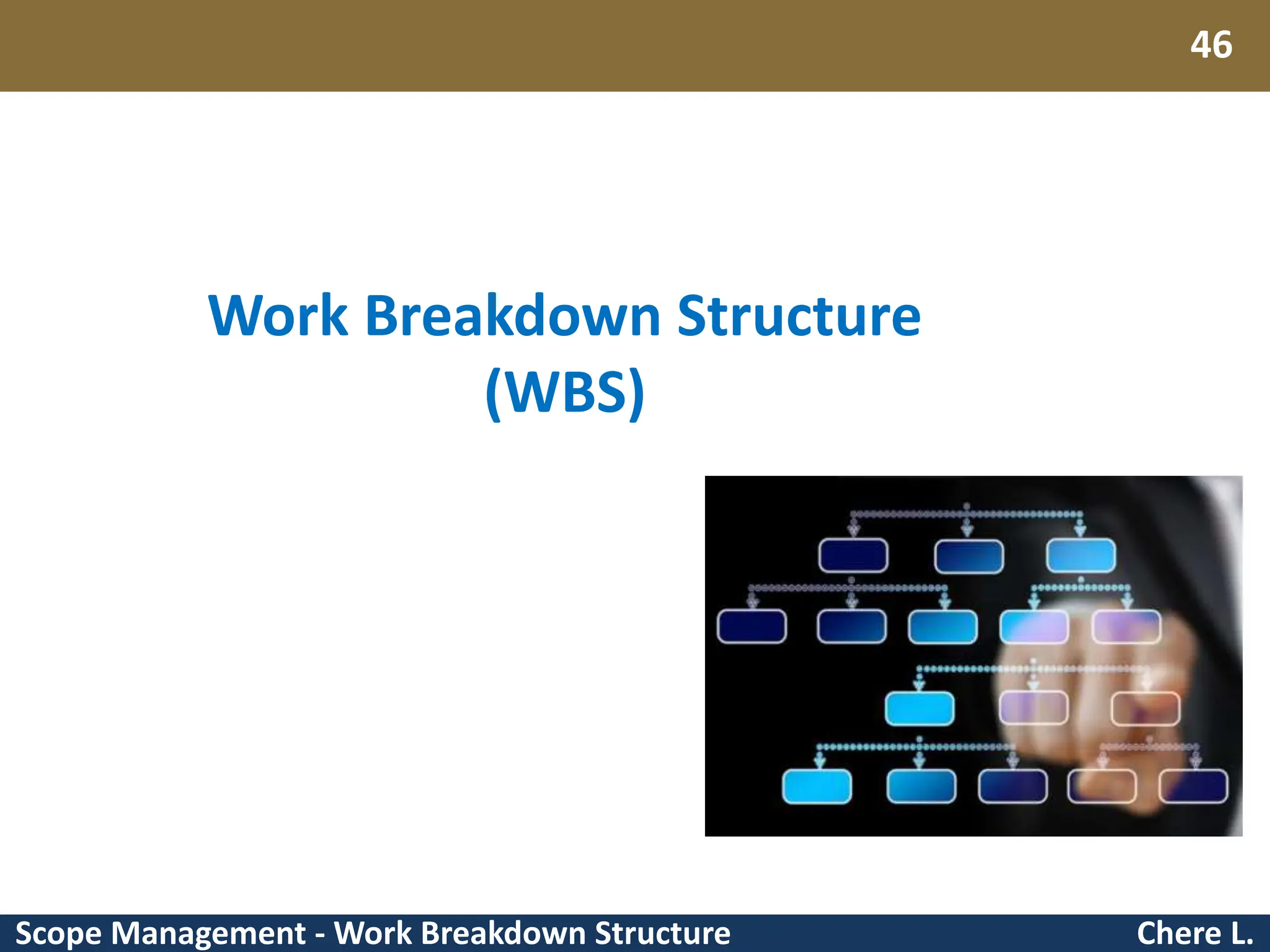 Scope Management - Work Breakdown Structure Work Breakdown Structure (WBS) Chere L. 46 