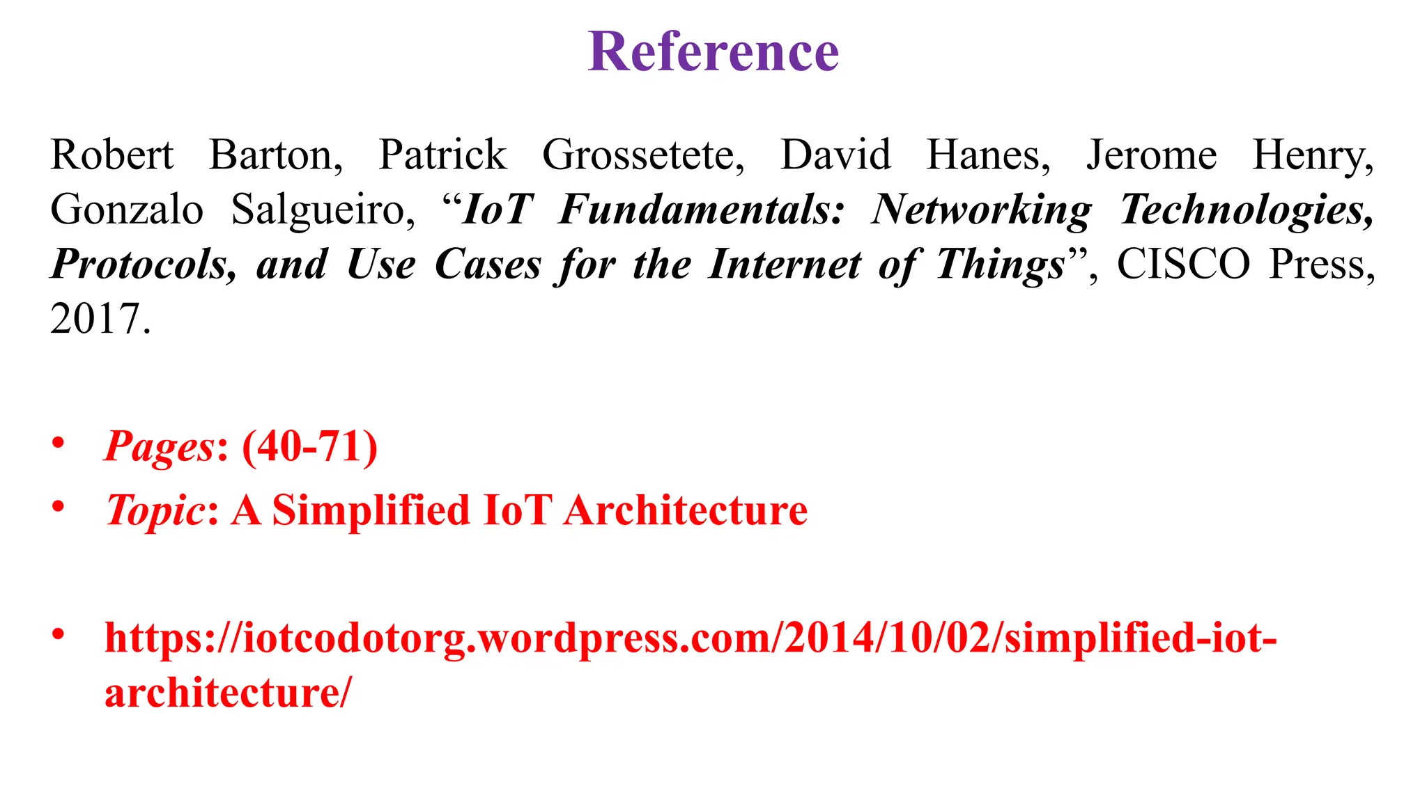 Simplified Internet of Things Architecture | PPTX