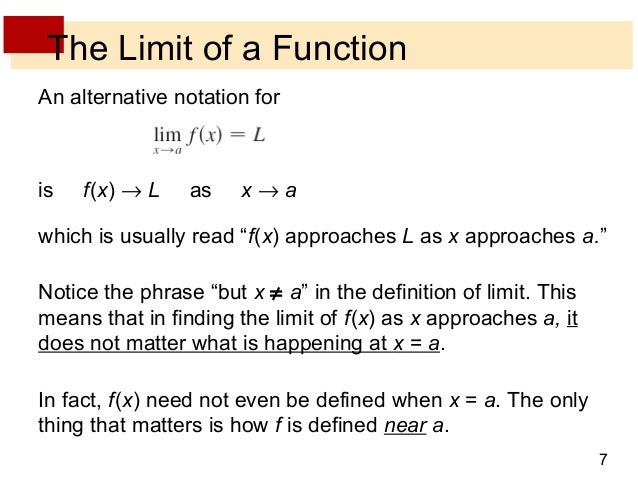 Lecture 4 the limit of a function